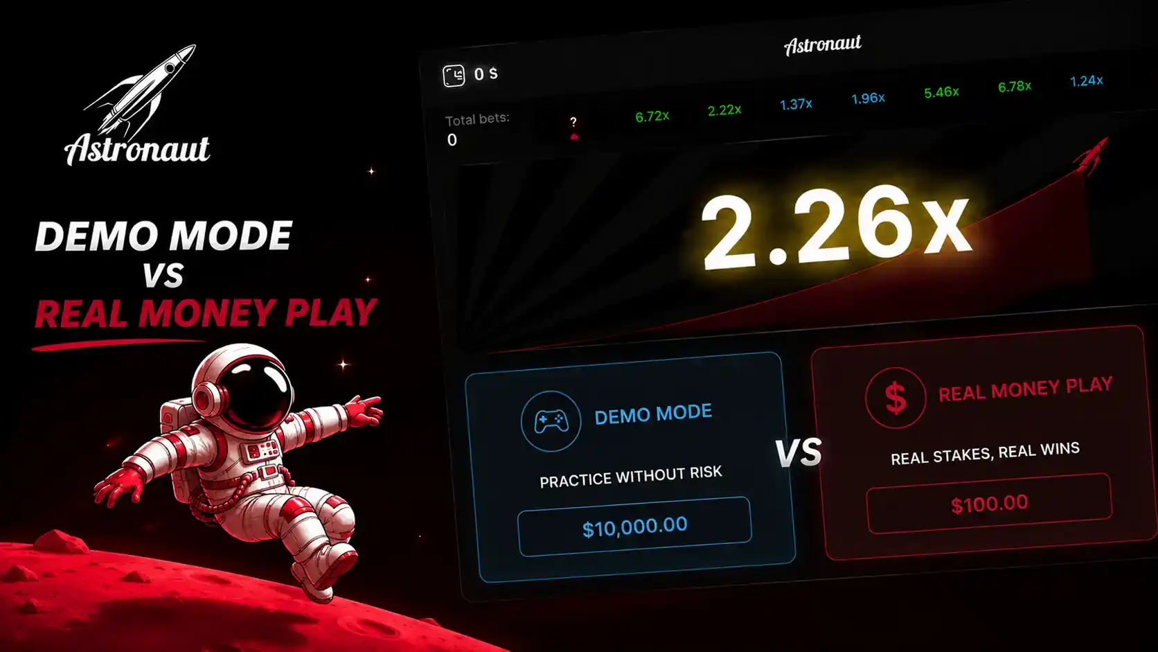 Astronaut Demo Mode vs Real Money Play